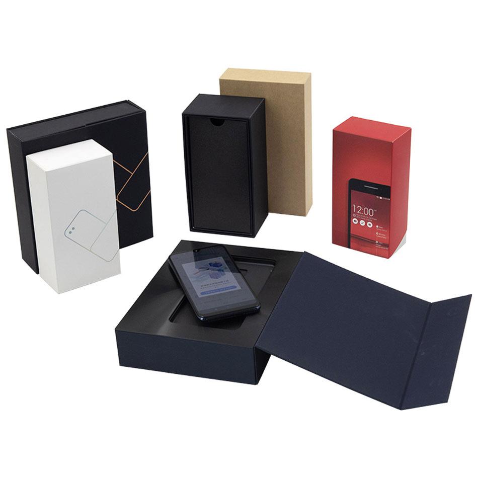 Caixa de embalagem de telefone de embalagem de papel preto personalizado de luxo